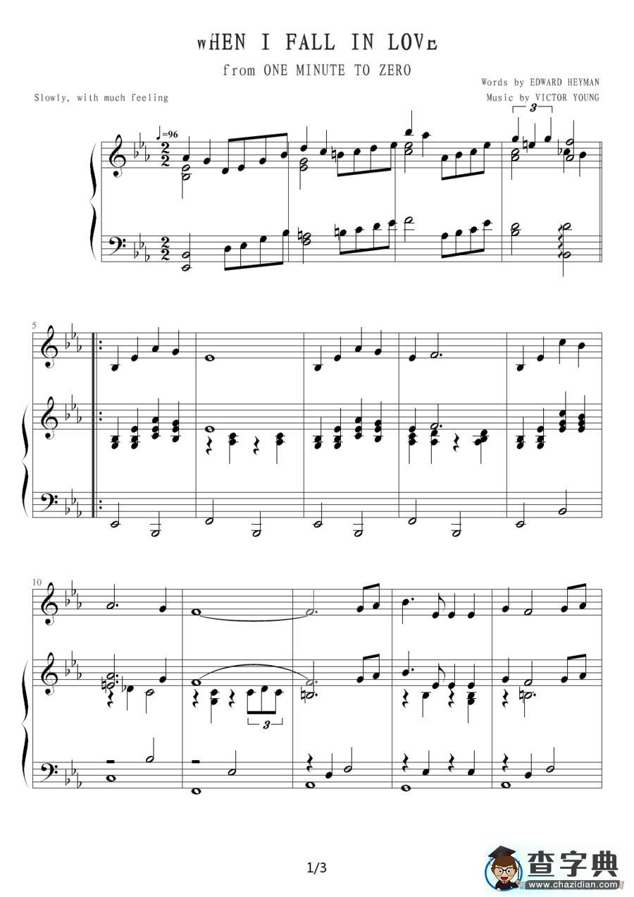 When I Fall In Love（坠入爱河）（钢琴伴奏谱）钢琴谱