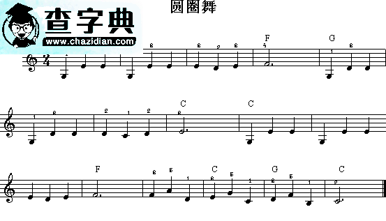 圆圈舞钢琴谱_圆圈舞五线谱