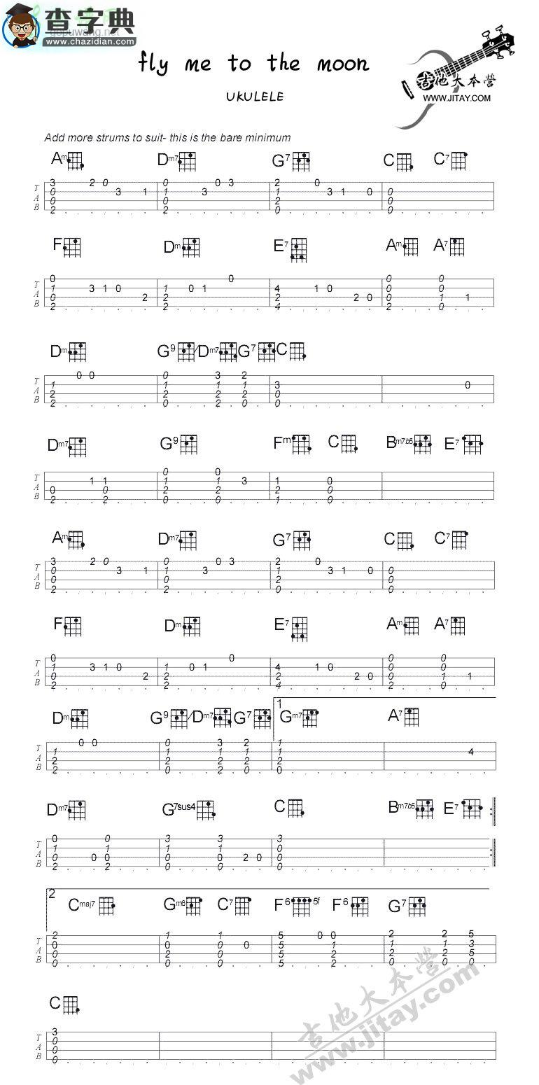 fly me to the moon ukulele谱fly me to the moon带我飞向月