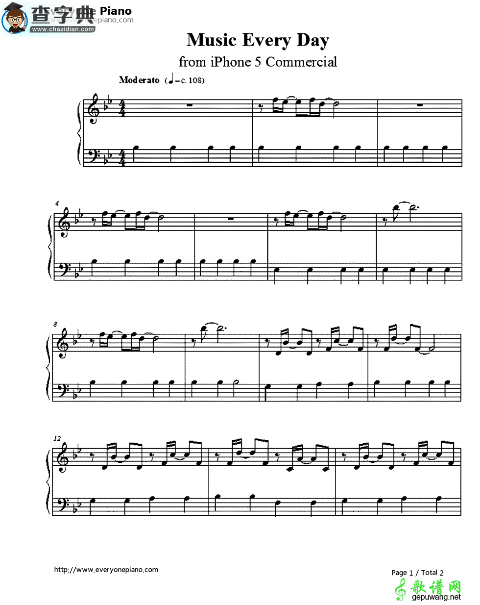 《Music Every Day》钢琴谱