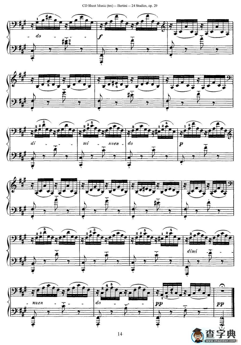贝伦斯24首钢琴练习曲（11—15）钢琴谱