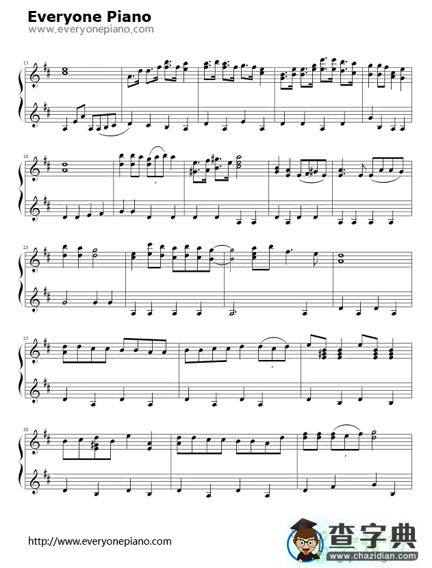 哆啦A梦主题曲钢琴谱