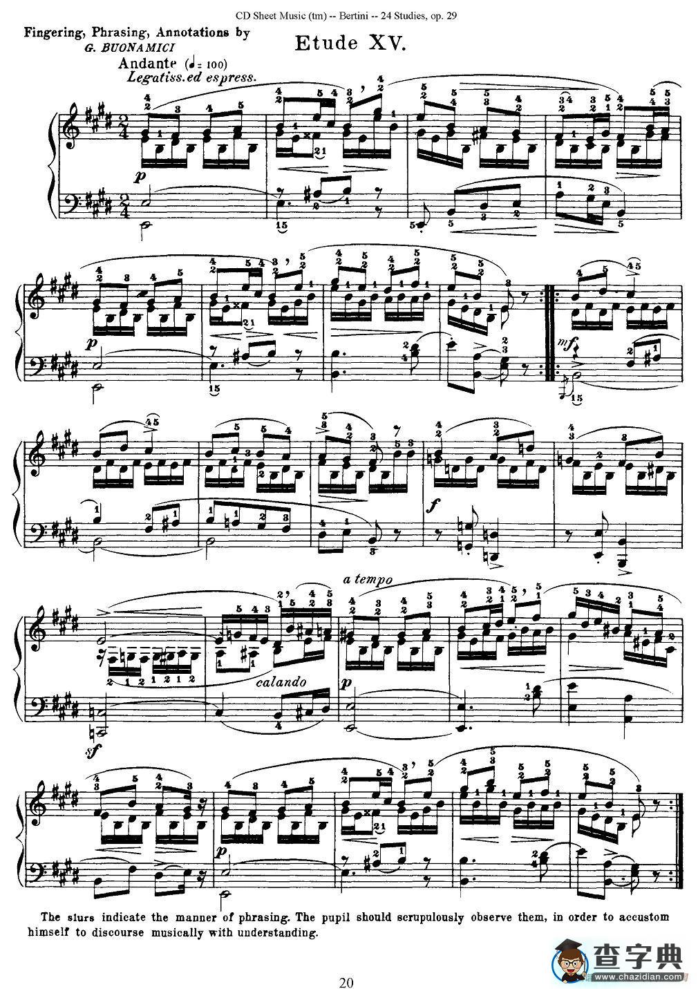贝伦斯24首钢琴练习曲（11—15）钢琴谱