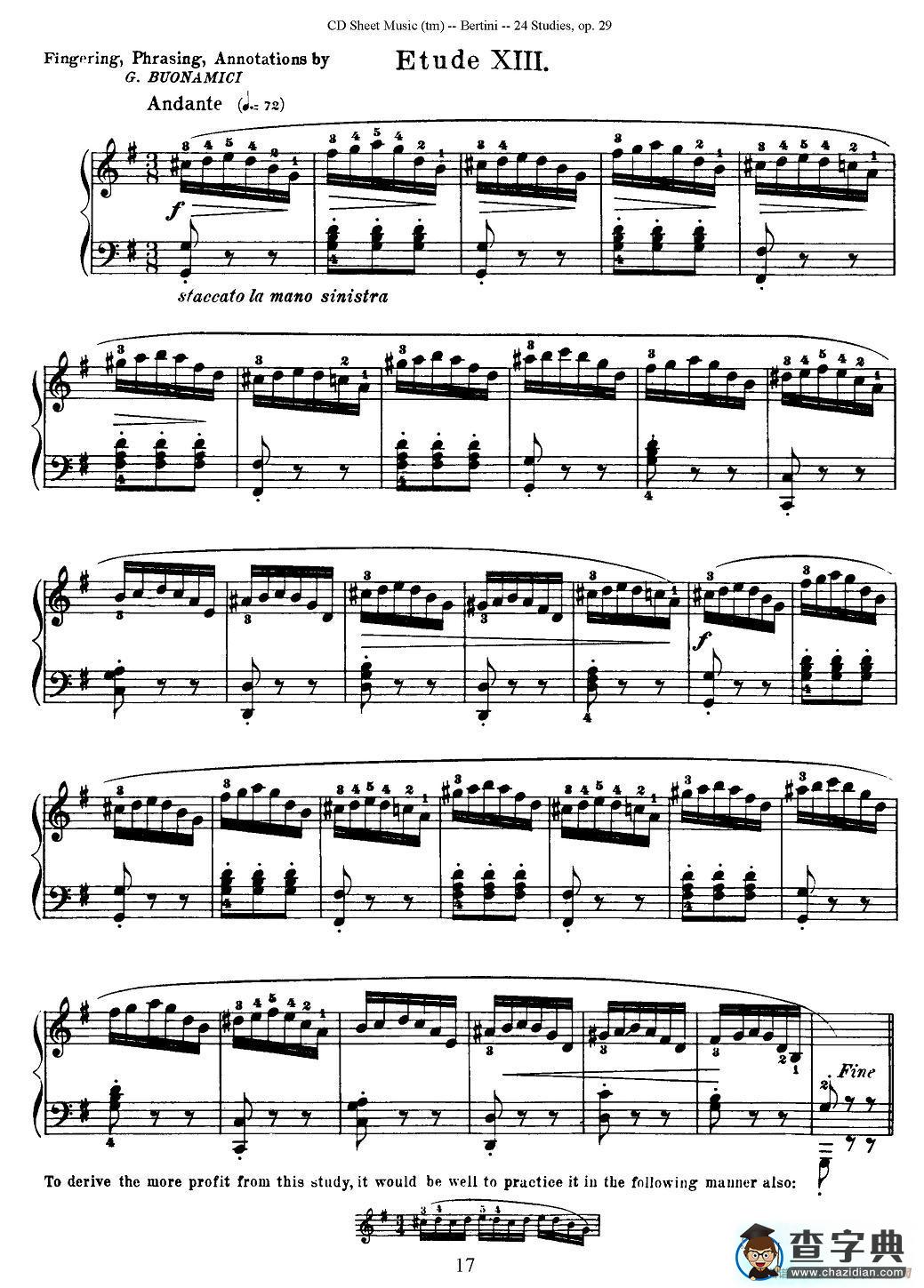 贝伦斯24首钢琴练习曲（11—15）钢琴谱