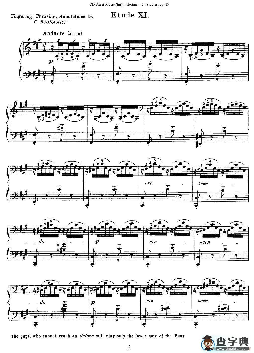 贝伦斯24首钢琴练习曲（11—15）钢琴谱