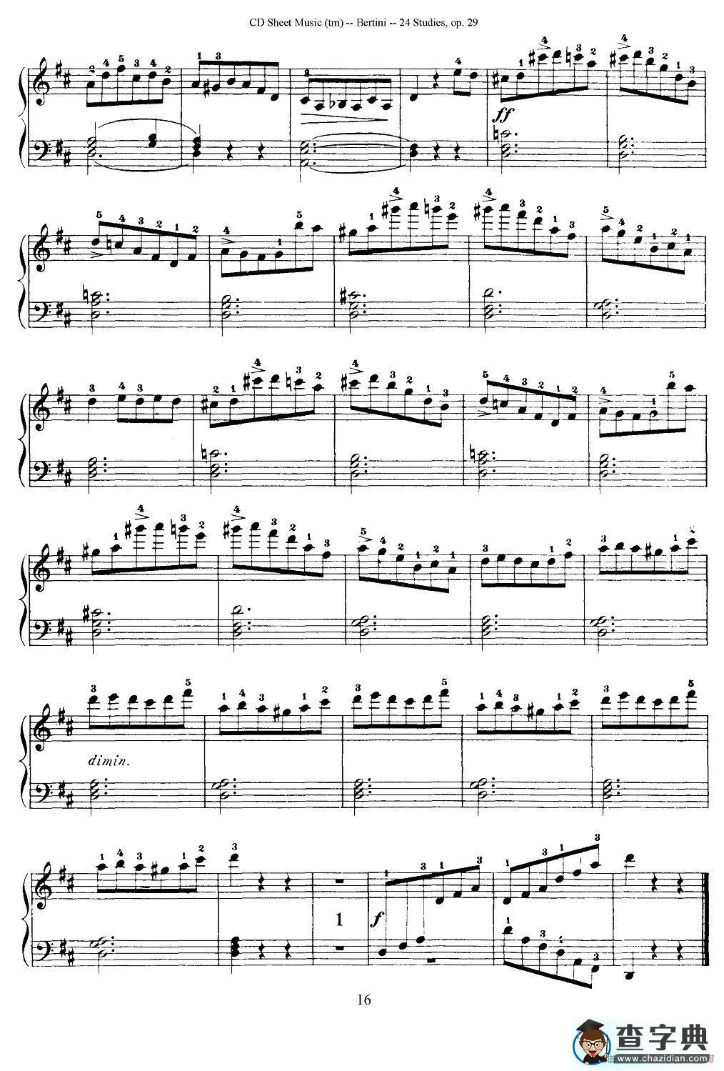 贝伦斯24首钢琴练习曲（11—15）钢琴谱