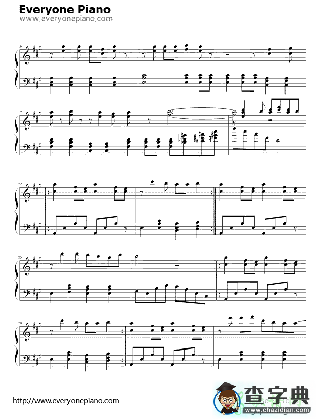樱桃小丸子主题曲钢琴谱