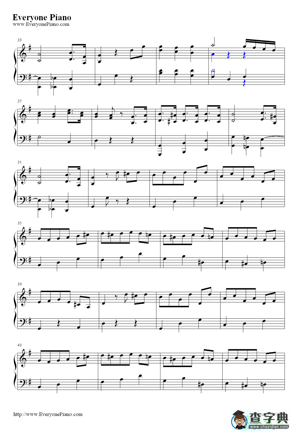 G大调小步舞曲钢琴谱