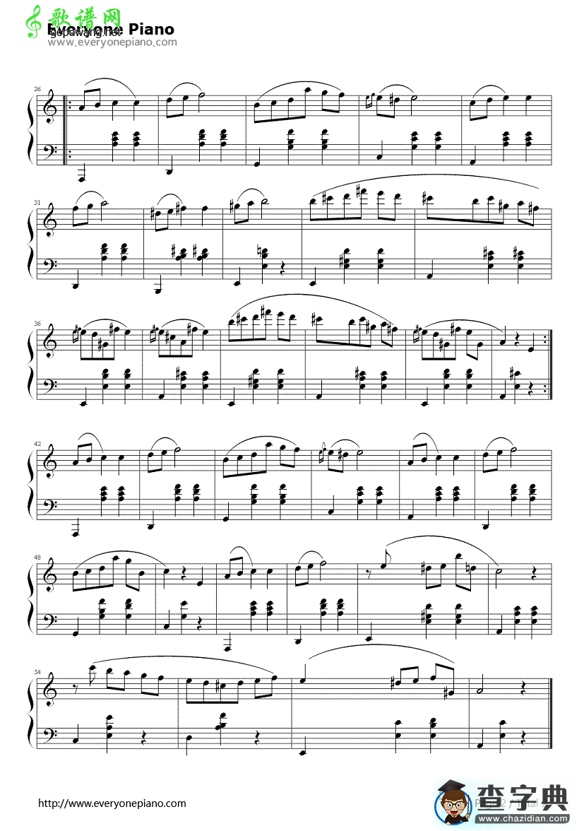圆舞曲钢琴钢琴谱_肖邦圆舞曲钢琴谱