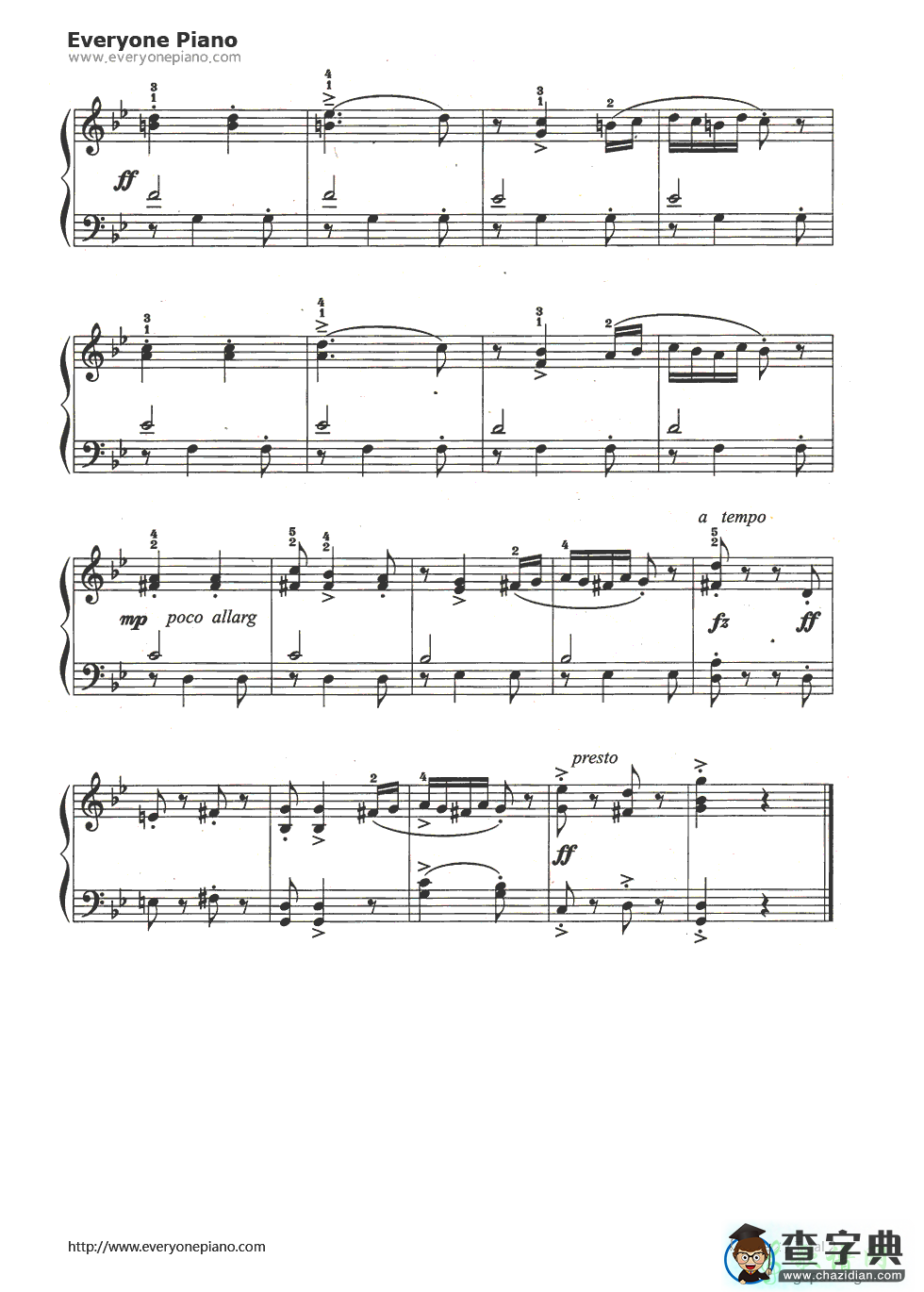 匈牙利舞曲钢琴谱五线谱