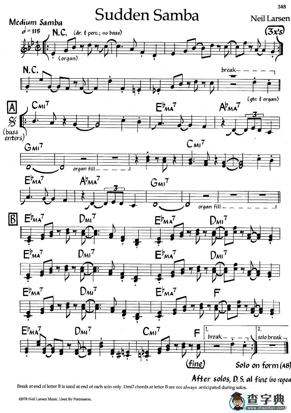 Sudden Samba（爵士钢琴曲）钢琴谱