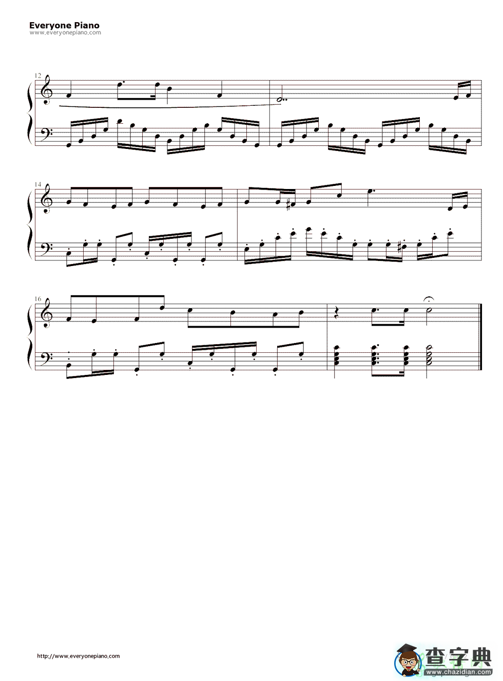 蓝精灵之歌（动画《蓝精灵》主题曲）钢琴谱