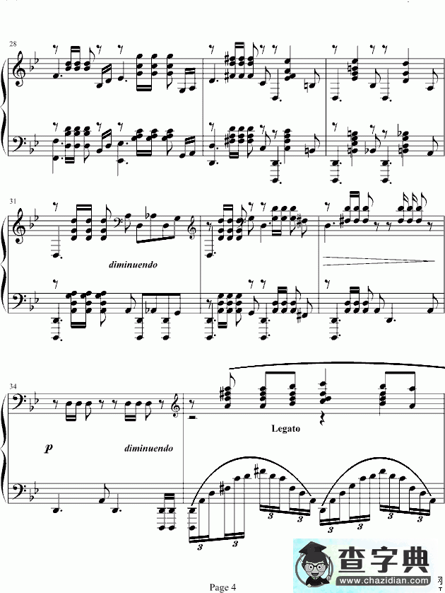 G小调前奏曲钢琴谱五线谱