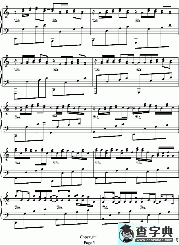Variation1s on the Kanon by pachelbel钢琴谱五线谱