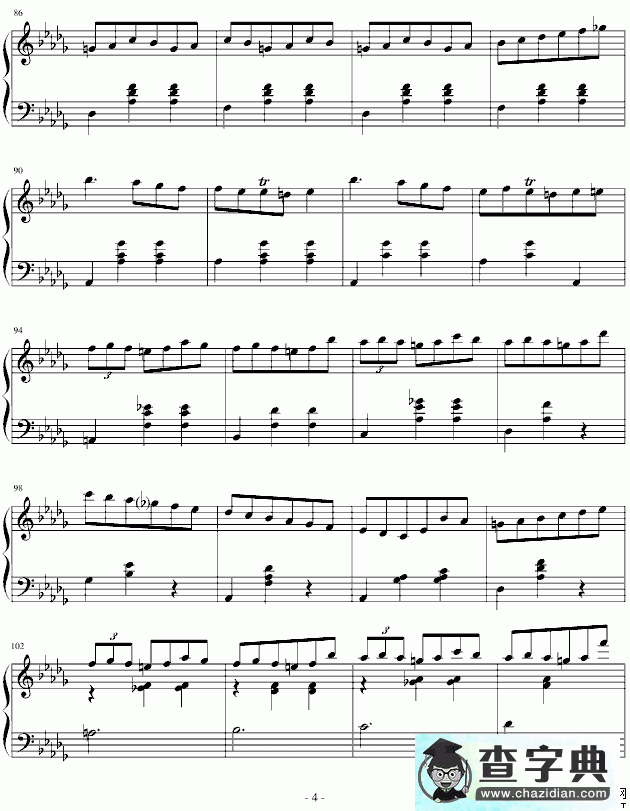 降D大调华丽圆舞曲（小狗圆舞曲）钢琴谱五线谱