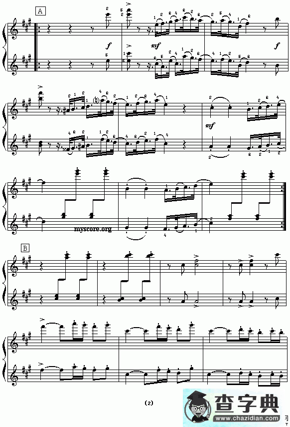 西班牙舞曲钢琴谱五线谱