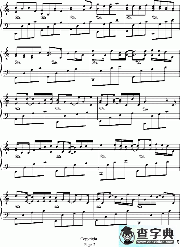 Variation1s on the Kanon by pachelbel钢琴谱五线谱