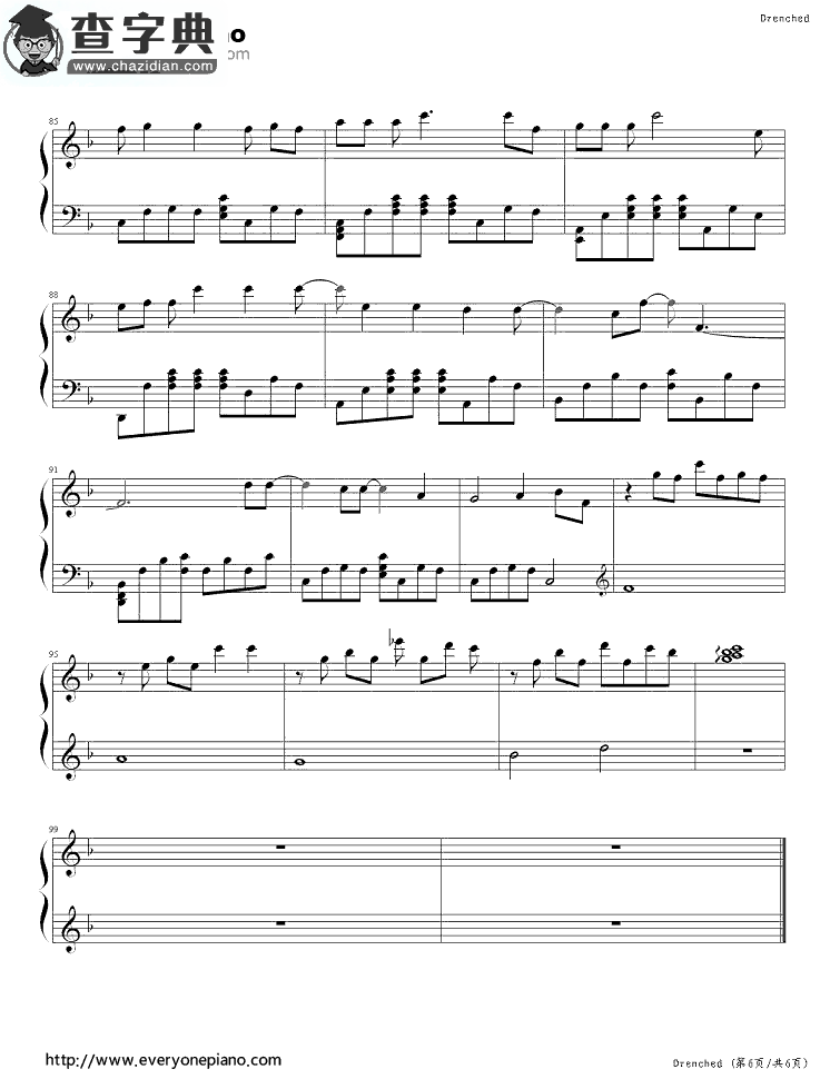 曲婉婷Drenched钢琴谱