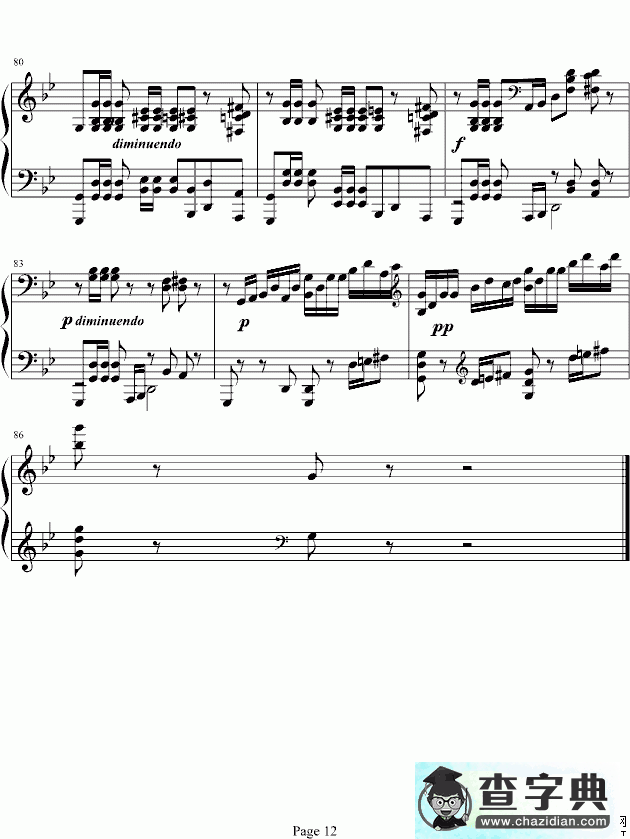 G小调前奏曲钢琴谱五线谱