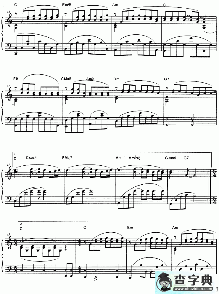 周杰伦安静钢琴曲谱