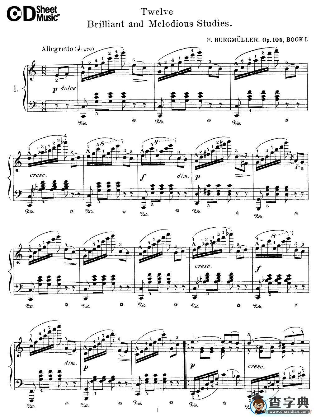 Burgmuller - 12 Brillian and Melodious Studies（1）钢琴谱