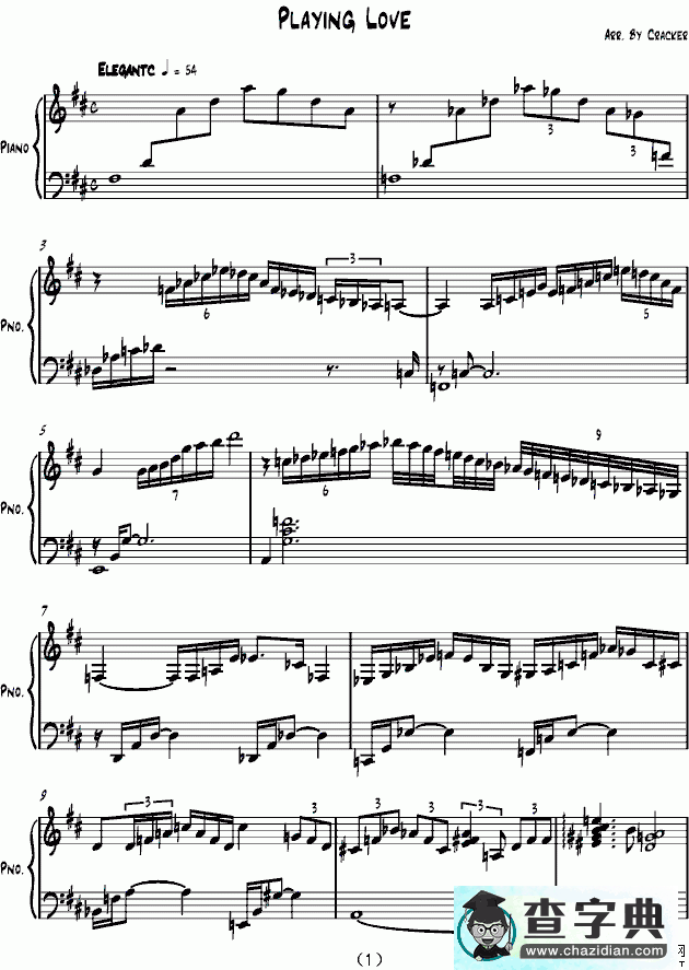 playing love钢琴谱五线谱
