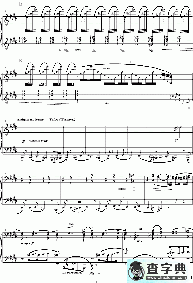 西班牙狂想曲钢琴谱五线谱