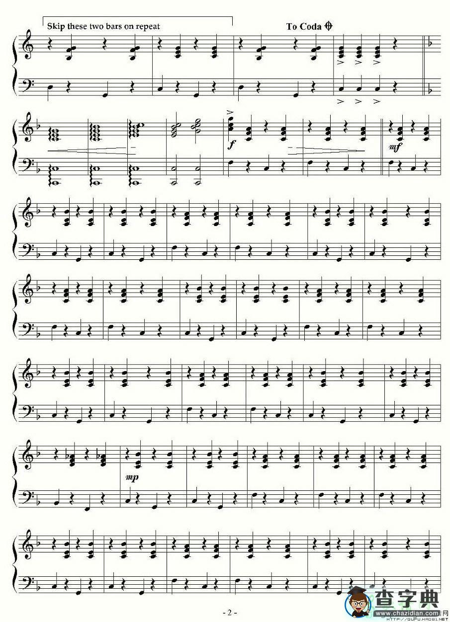 瑞典狂想曲钢琴谱五线谱