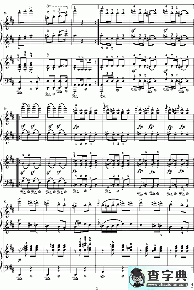 军队进行曲钢琴谱五线谱