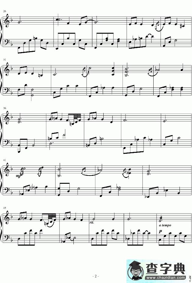 Waltz For The Lonely（孤单华尔兹）钢琴谱五线谱