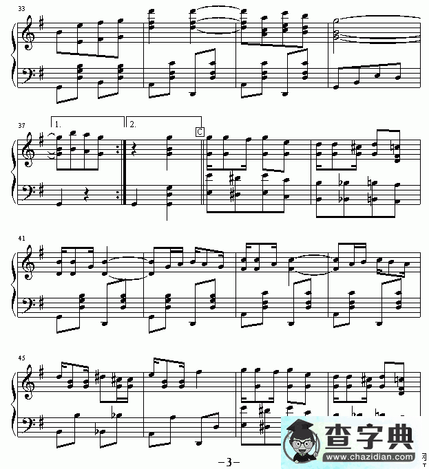 幽雅的爵士钢琴谱五线谱