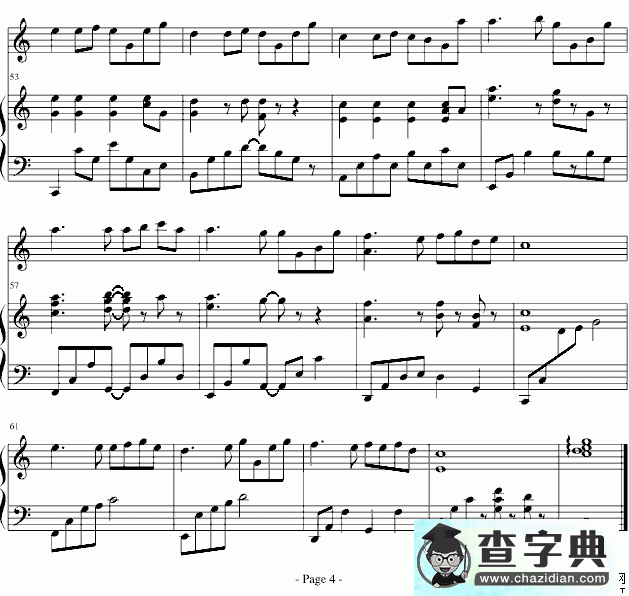 生日歌钢琴谱五线谱