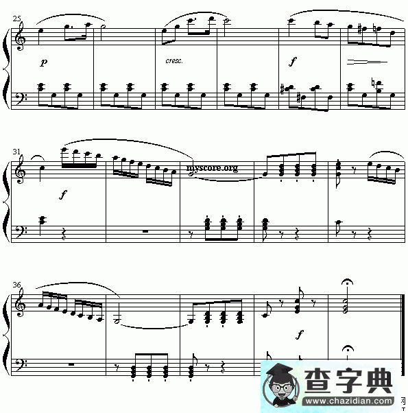 啊，多么晴朗钢琴谱五线谱