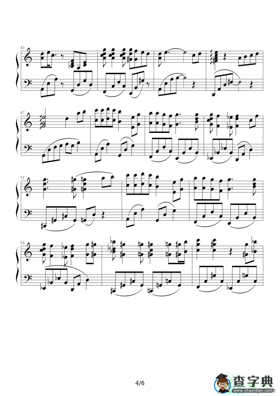 千与千寻片首曲钢琴谱五线谱