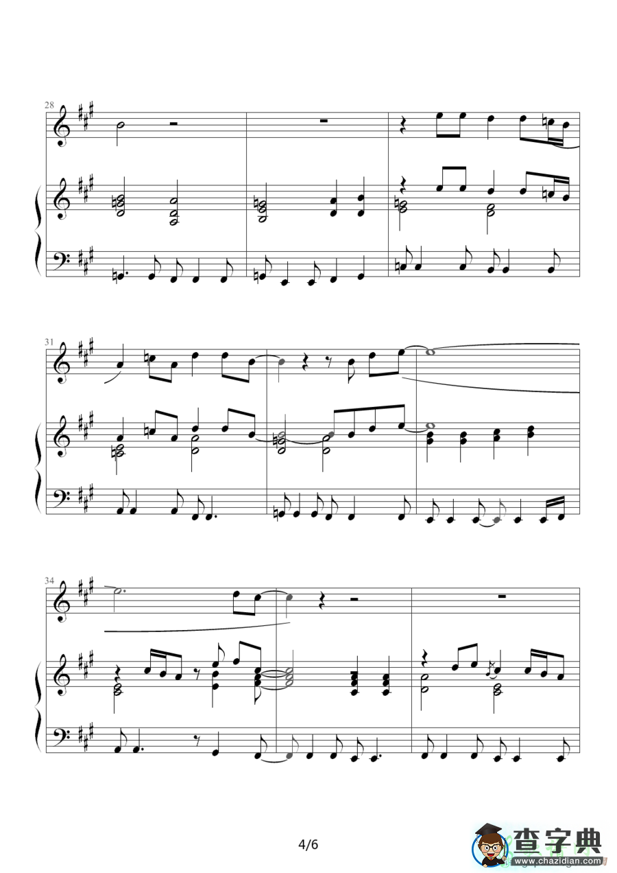 Tears In Heaven钢琴谱五线谱