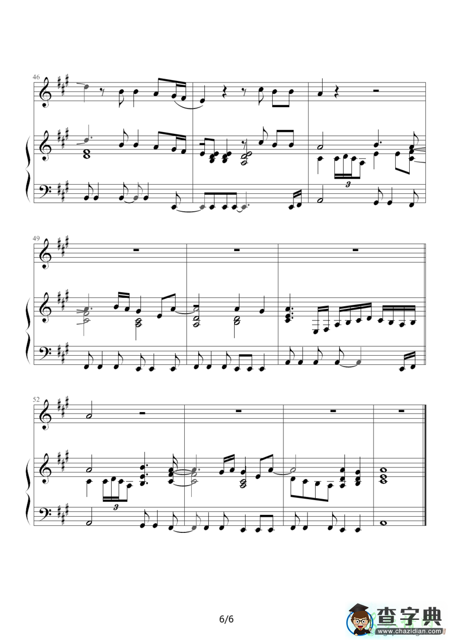 Tears In Heaven钢琴谱五线谱