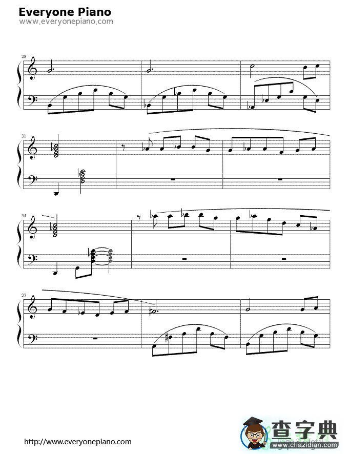 Cavatina钢琴谱_卡伐蒂娜猎鹿人主题曲钢琴谱