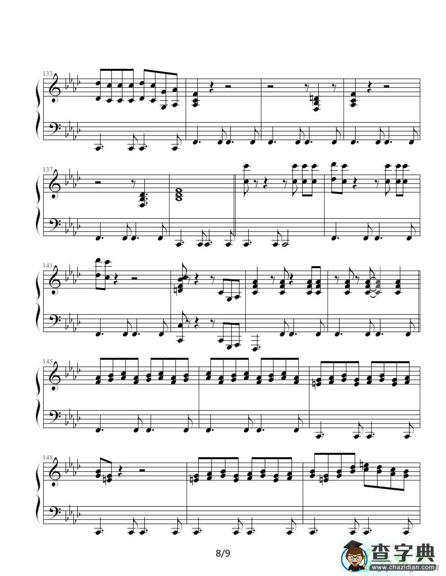 感伤的混成曲钢琴谱五线谱