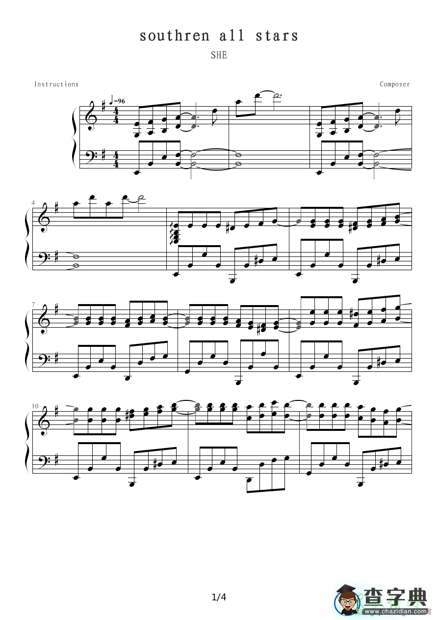 southren all stars钢琴谱S.H.Esouthren all stars五线谱