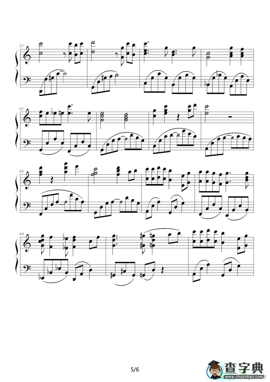 千与千寻片首曲钢琴谱五线谱