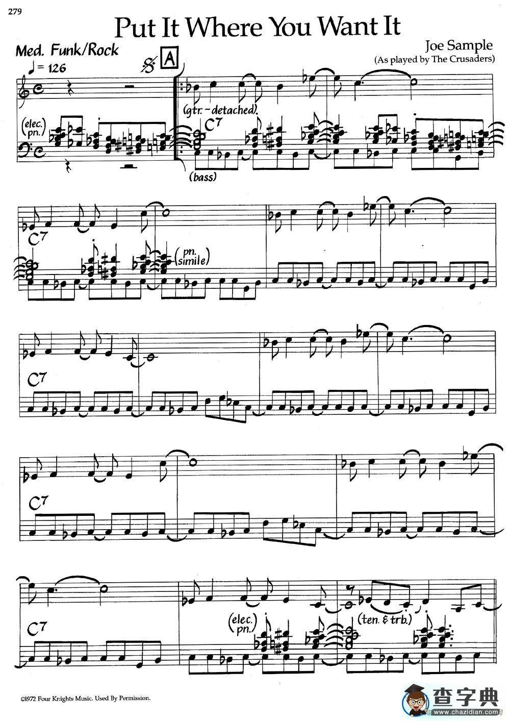 Put It Where You Want It（爵士钢琴曲）钢琴谱