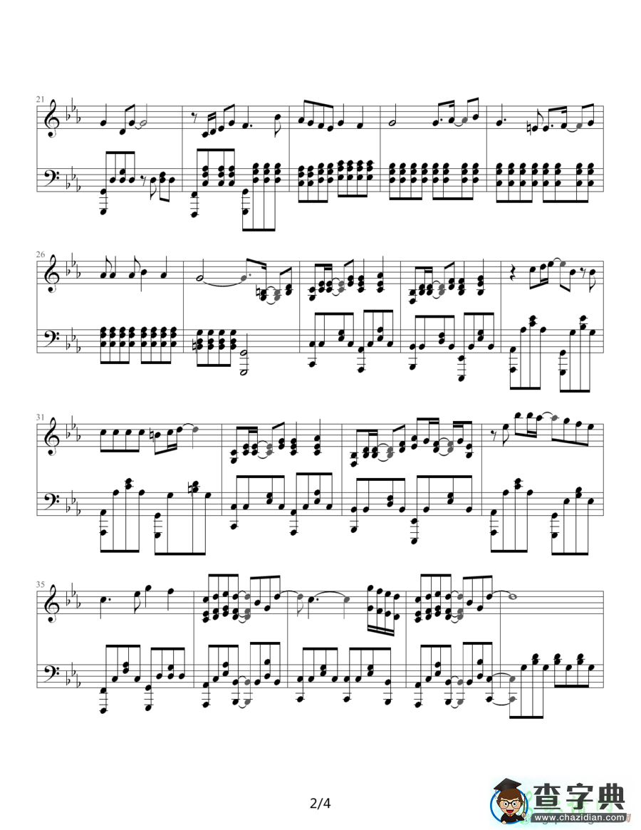 羊之歌主题曲钢琴谱五线谱