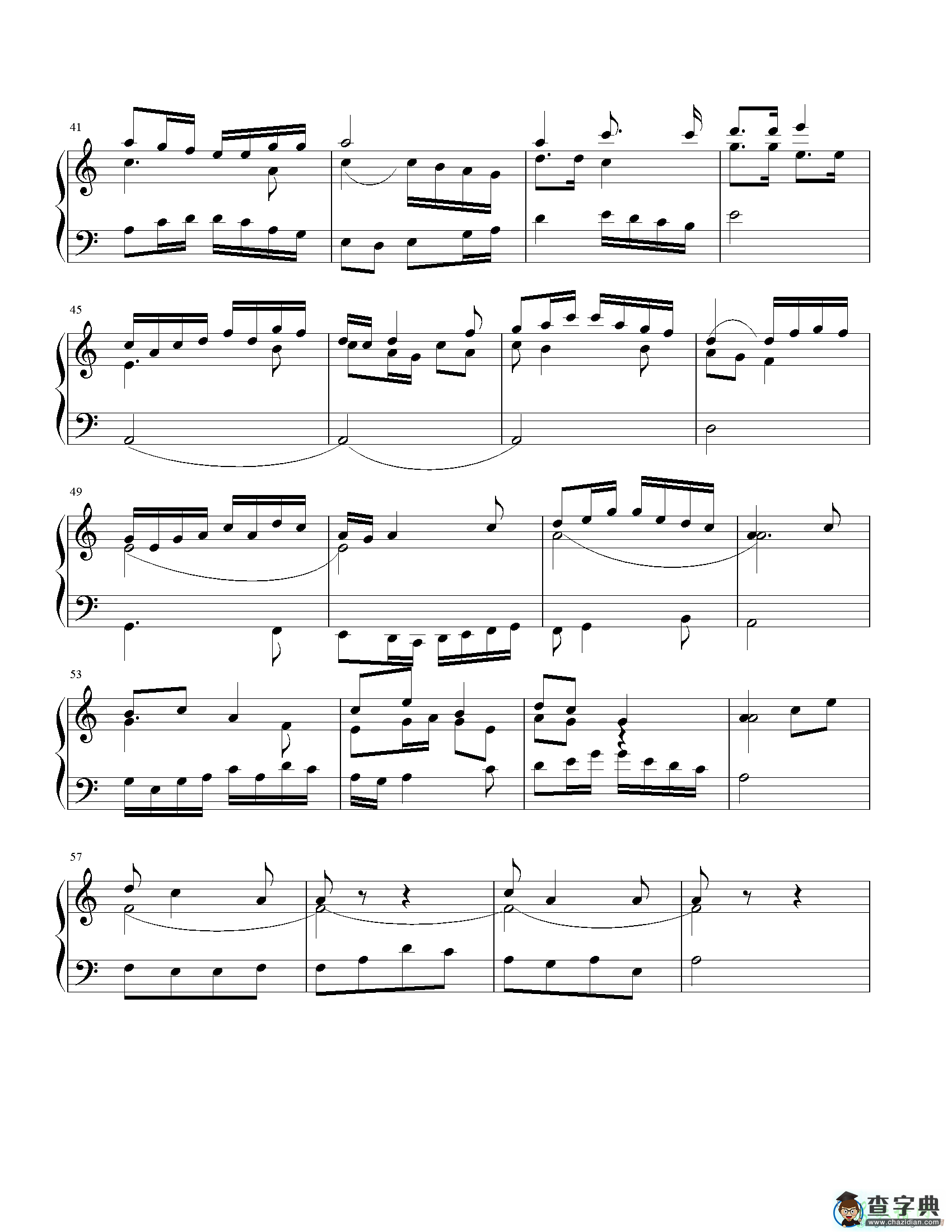 三声部赋格曲茉莉花钢琴谱五线谱
