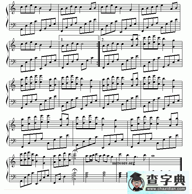 美丽的神话钢琴谱五线谱