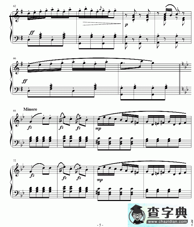 吉普赛回旋曲钢琴谱五线谱