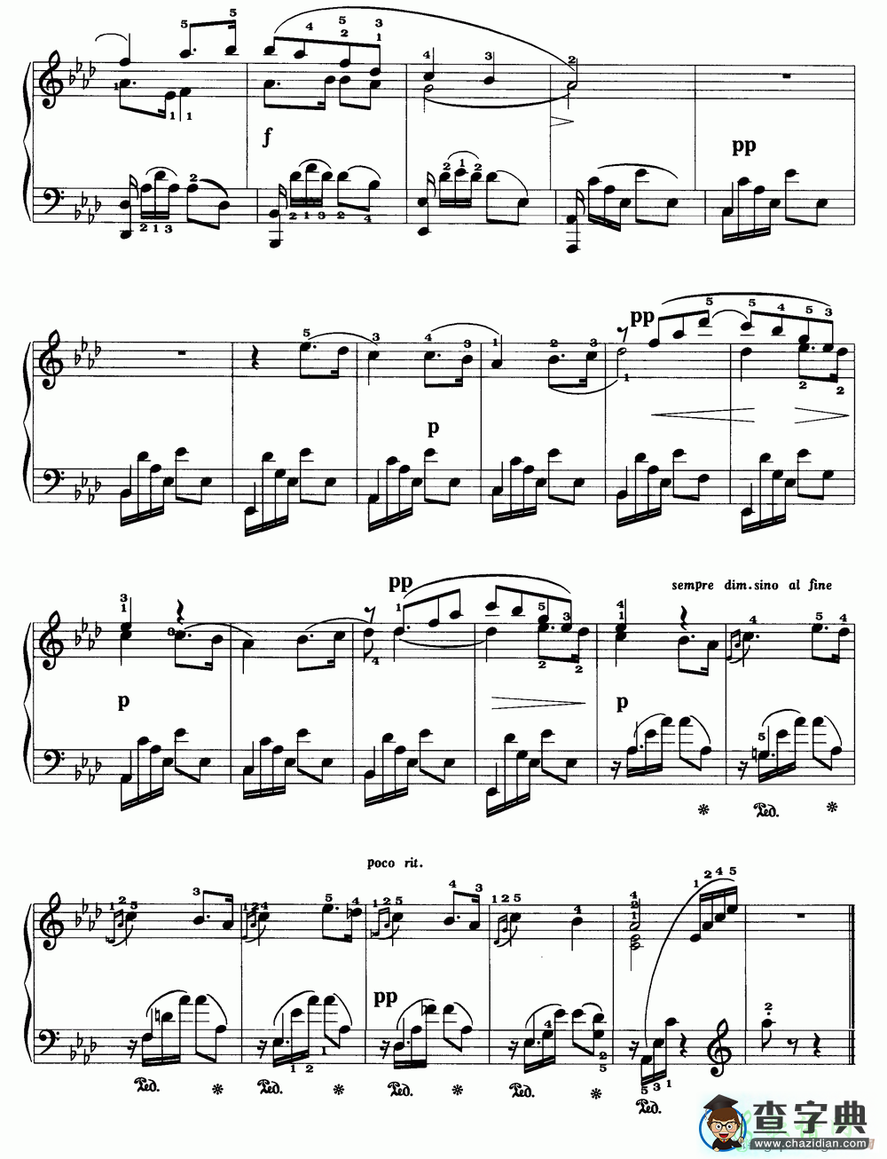 无词浪漫曲钢琴谱五线谱