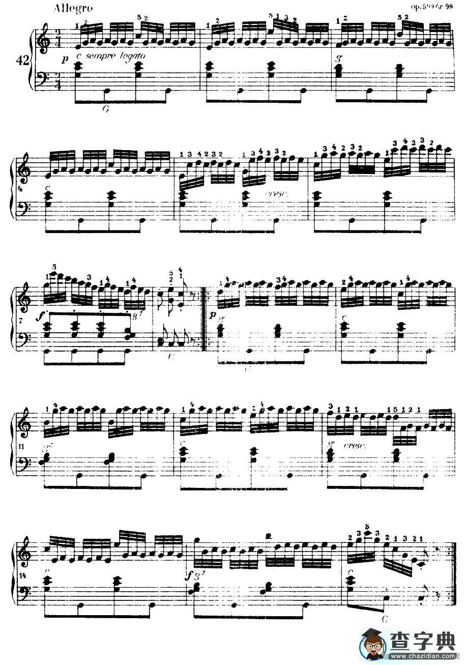 《车尔尼手风琴练习曲集》（第Ⅰ册）（37—44）手风琴谱/简谱