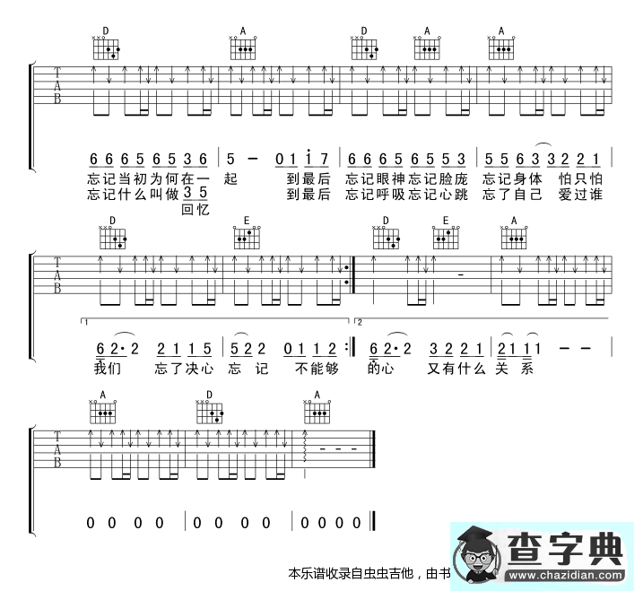 忘记-版本一吉他谱
