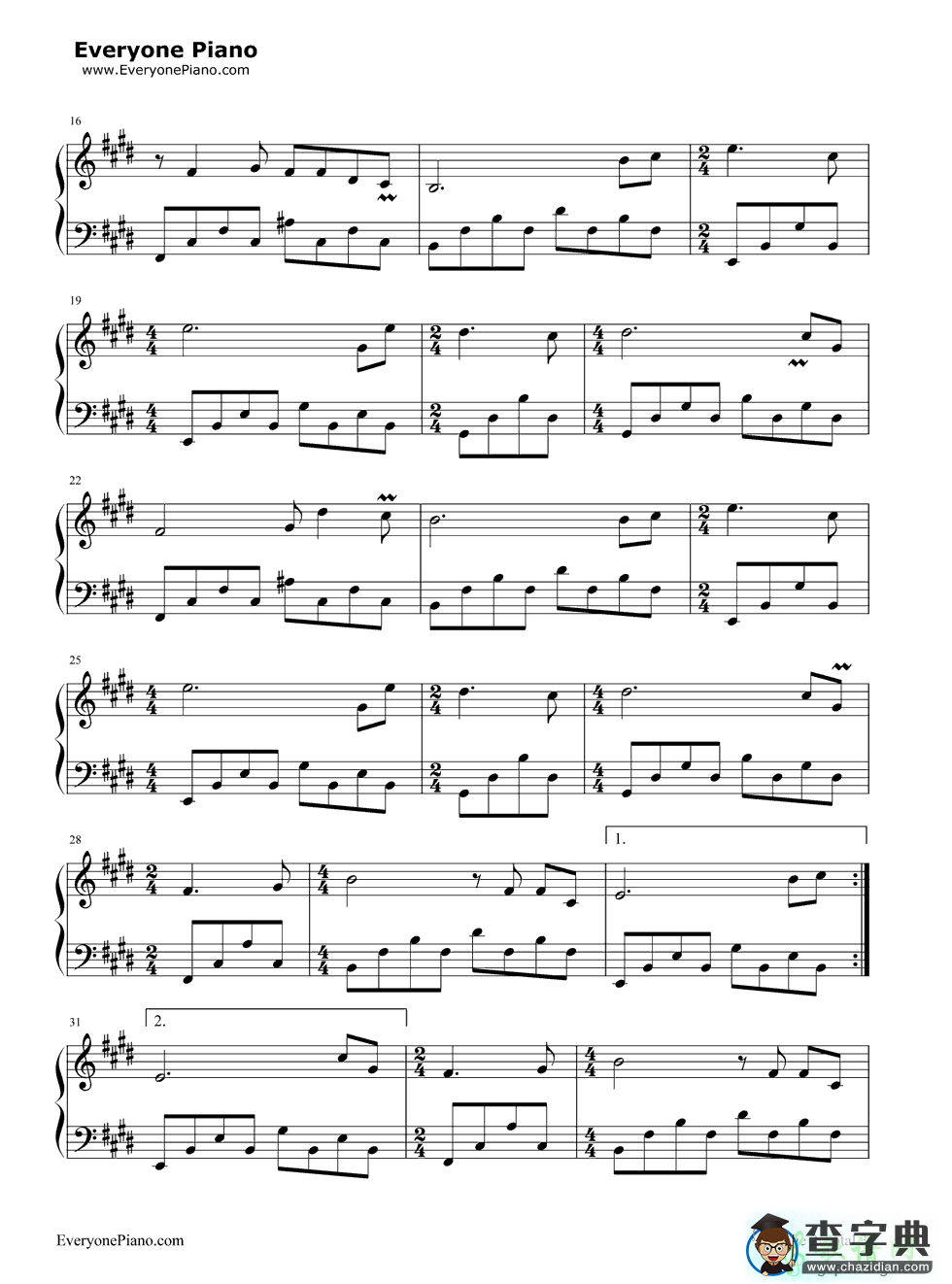 牧羊曲钢琴谱郑绪岚