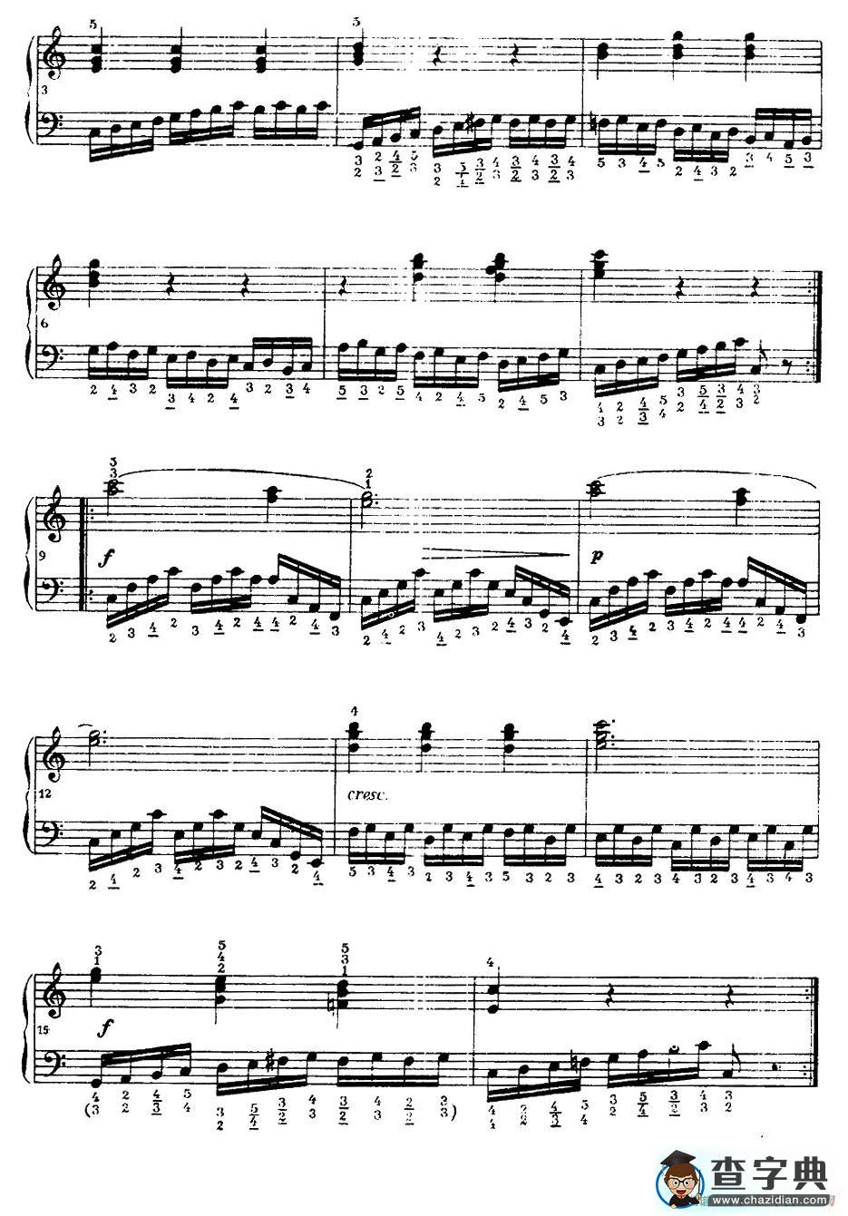 《车尔尼手风琴练习曲集》（第Ⅰ册）（37—44）手风琴谱/简谱